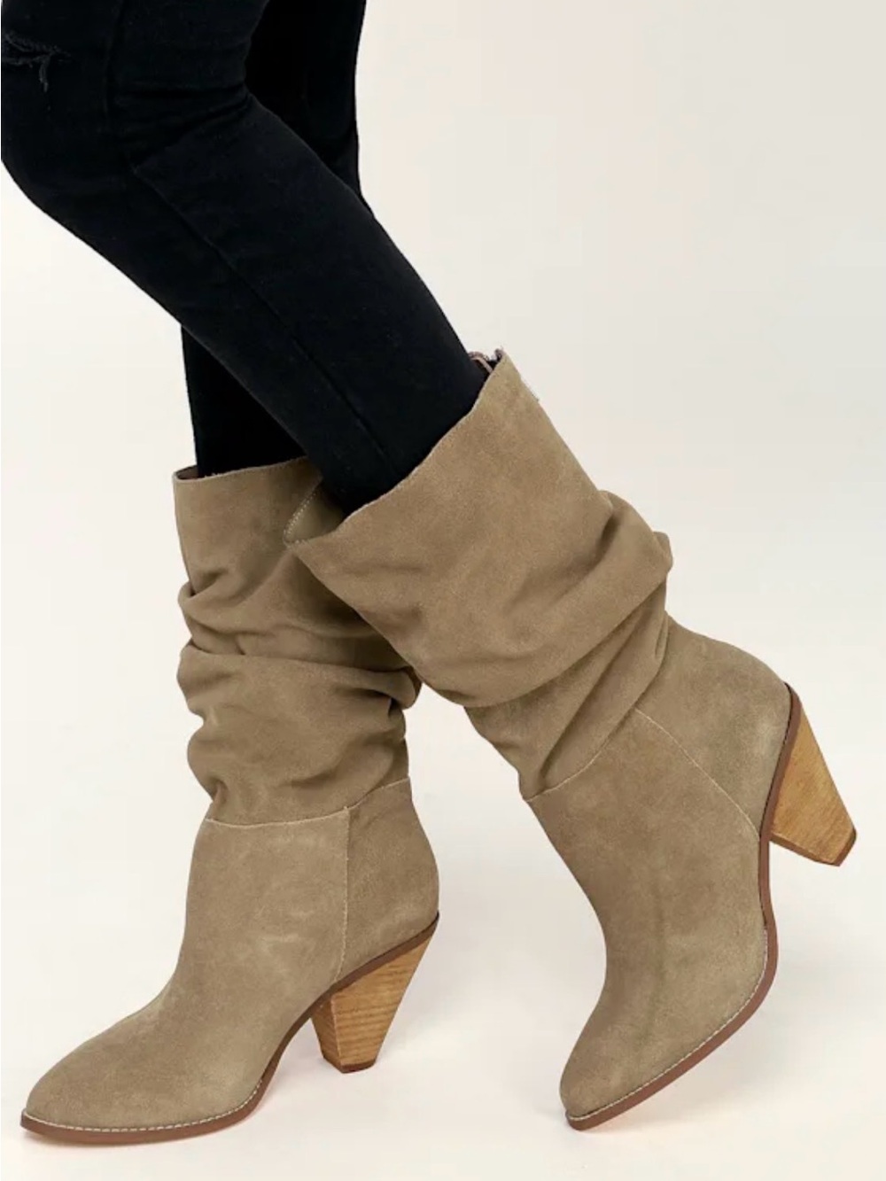Chinese Laundry Stella Mink Suede Leather Slouchy Mid-Calf Boots - Picture 2 of 12
